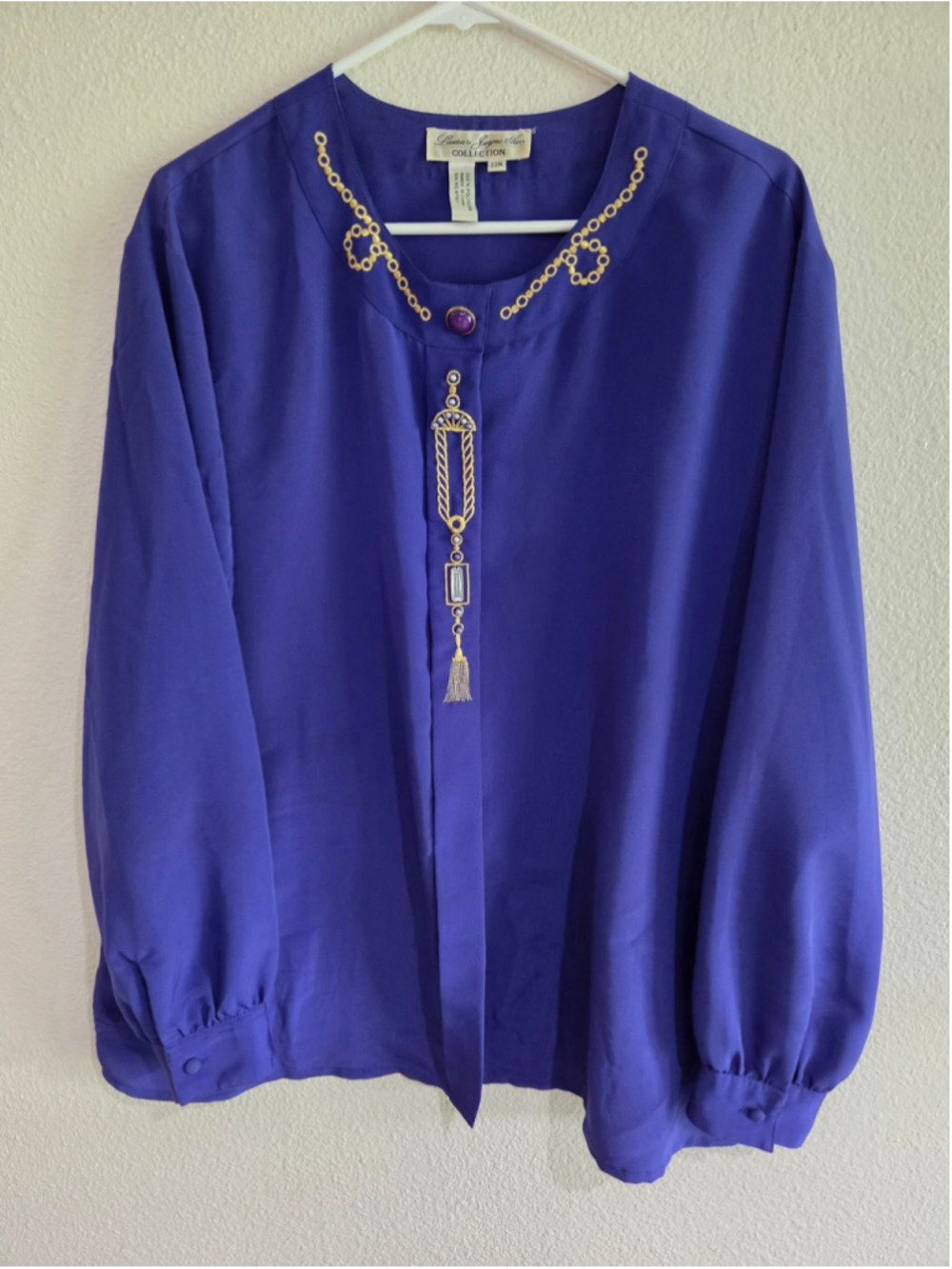 Laura Jayne Two Women’s 22W Royal Blue Embroidered Blouse
